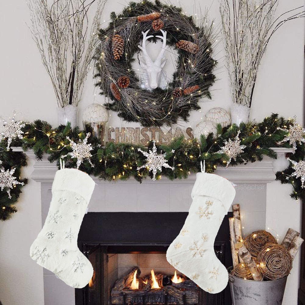 Christmas Embroidery Snowflake Plush Socks - Krosscanada