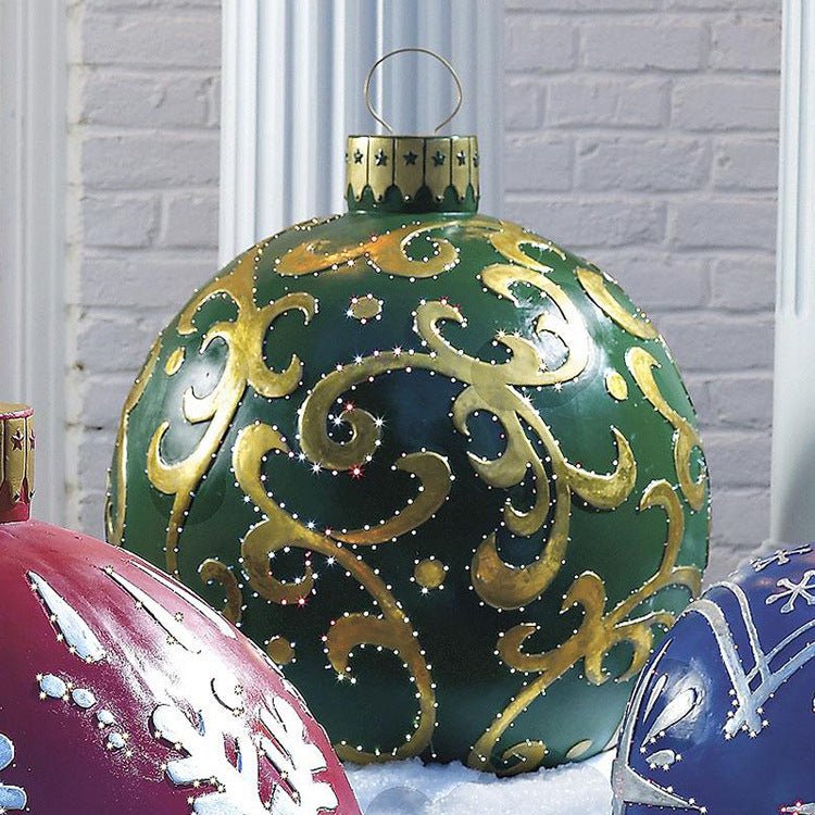 Christmas Ornament Ball Outdoor Pvc 60CM Inflatable Decorated Ball PVC Giant Big Large Balls Xmas Tree Decorations Toy Ball - Krosscanada