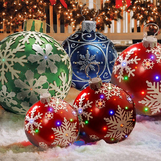 Christmas Ornament Ball Outdoor Pvc 60CM Inflatable Decorated Ball PVC Giant Big Large Balls Xmas Tree Decorations Toy Ball - Krosscanada