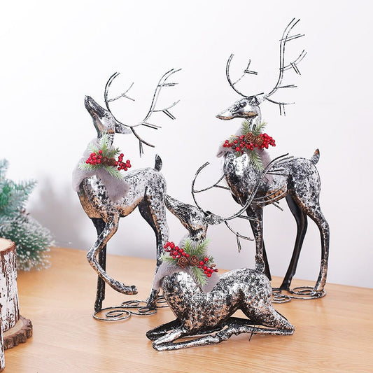Christmas Retro Wrought Iron Christmas Elk Decoration Desktop Ornaments - Krosscanada