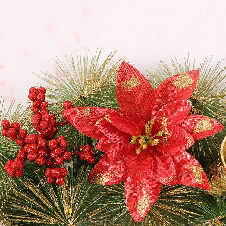 Christmas Wreath Clover Wreath Natural Pine Decorative Christmas Garland with Frost - Krosscanada