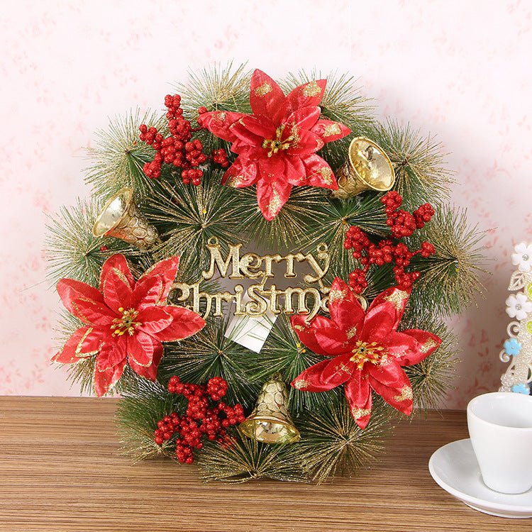 Christmas Wreath Clover Wreath Natural Pine Decorative Christmas Garland with Frost - Krosscanada