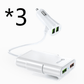 Compatible With Back Seat Car Charger QC3.0 2.4A3.1A 4 USB Car Charger With Cable A Clip - Krosscanada