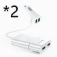 Compatible With Back Seat Car Charger QC3.0 2.4A3.1A 4 USB Car Charger With Cable A Clip - Krosscanada
