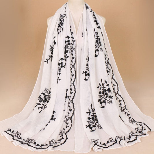 Cotton Embroidered Long Scarf For Indian Women - Krosscanada