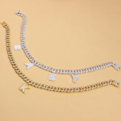 Creative Hip Hop Zircon Letter Pendant Necklace - Krosscanada