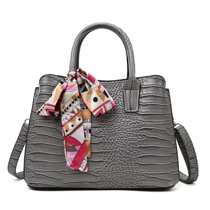 Crocodile zipper silk scarf handbag - Krosscanada