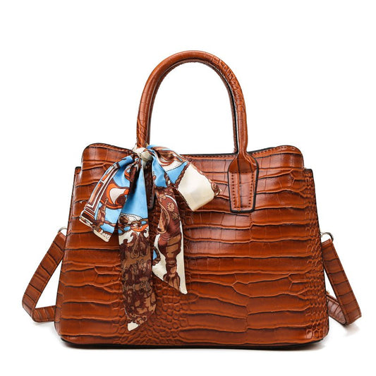 Crocodile zipper silk scarf handbag - Krosscanada