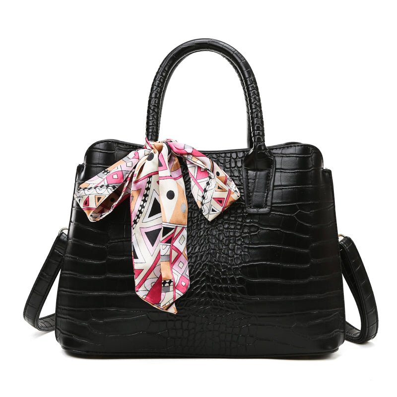 Crocodile zipper silk scarf handbag - Krosscanada