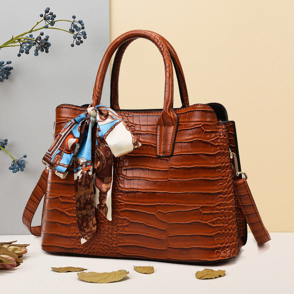 Crocodile zipper silk scarf handbag - Krosscanada