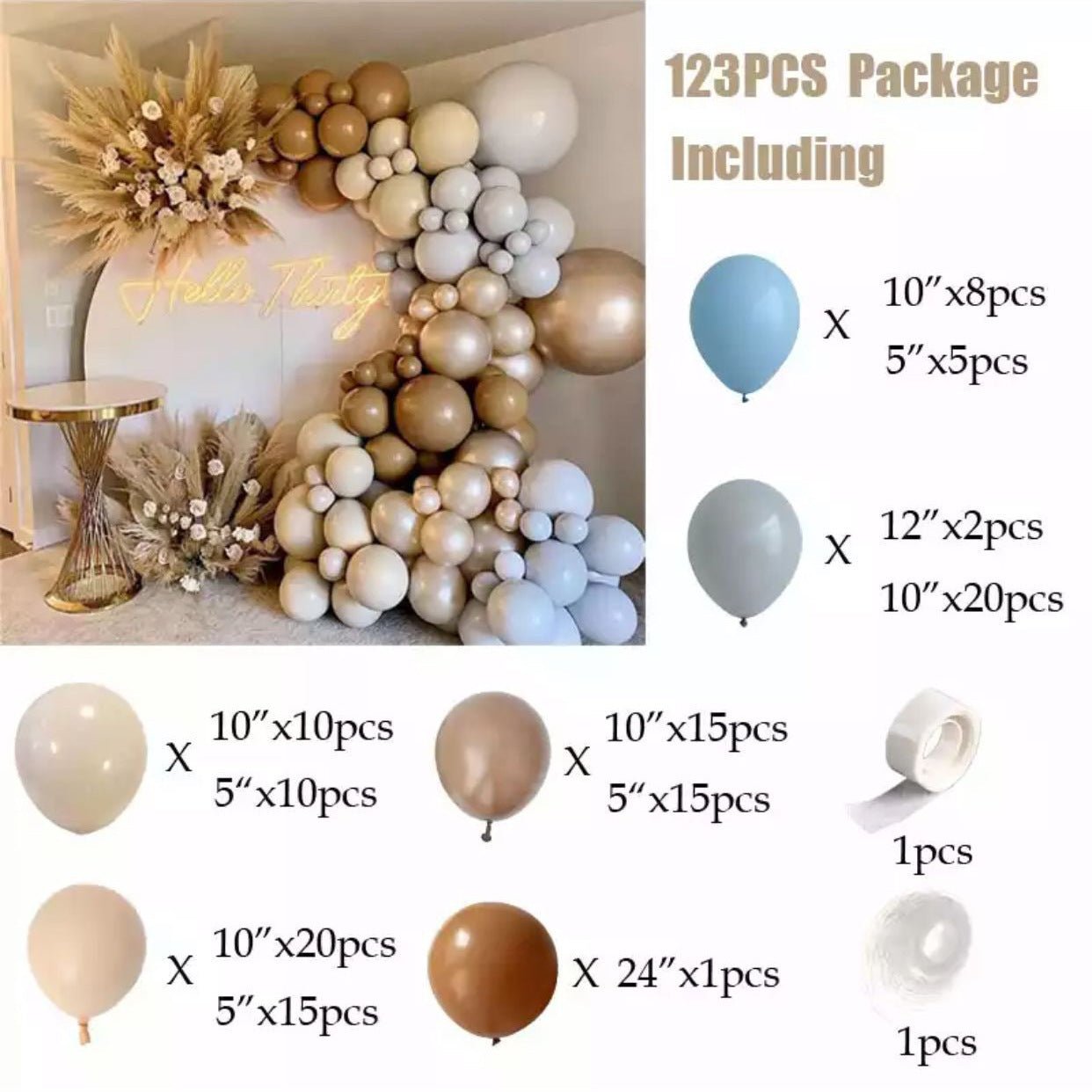 Cross - border New Retro Gray Apricot Balloon Chain Set Party Wedding Adult Ceremony Opening Arch Wreath Decoration - Krosscanada