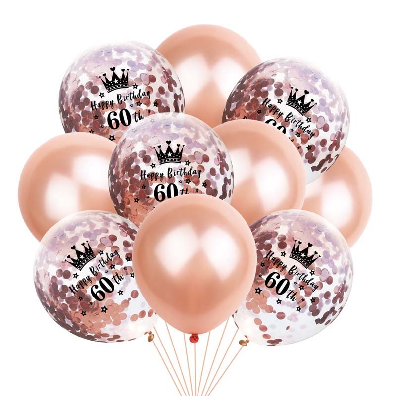 Crown Digital Sequins Rose Gold Latex Balloon Set - Krosscanada