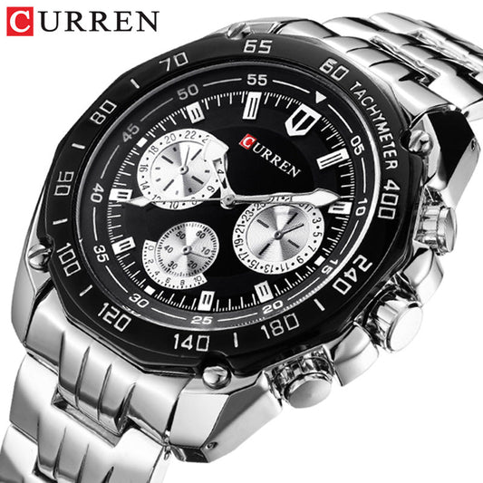 CURREN 8077 Men Quartz Watch Stainless Steel Strap Wristwatch Fashion Business Style relojes hombre - Krosscanada
