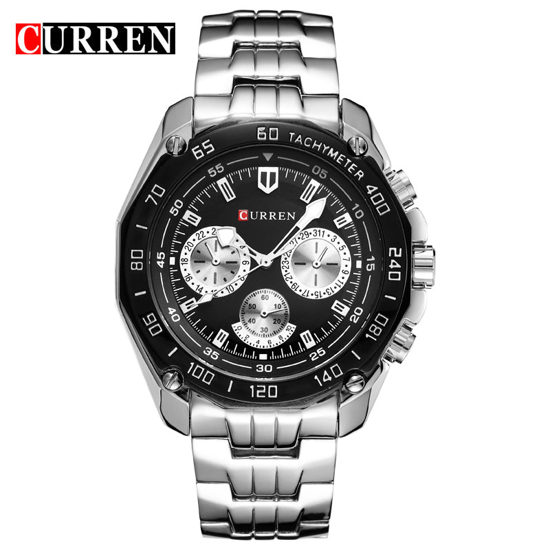 CURREN 8077 Men Quartz Watch Stainless Steel Strap Wristwatch Fashion Business Style relojes hombre - Krosscanada