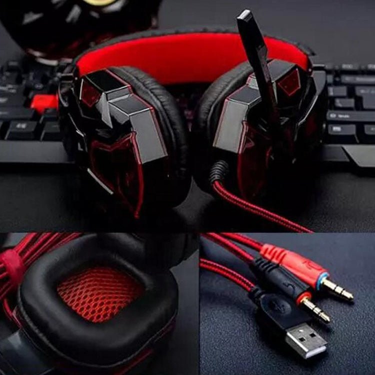 Custom logo glowing stereo headphones, computer gaming headset with microphone - Krosscanada