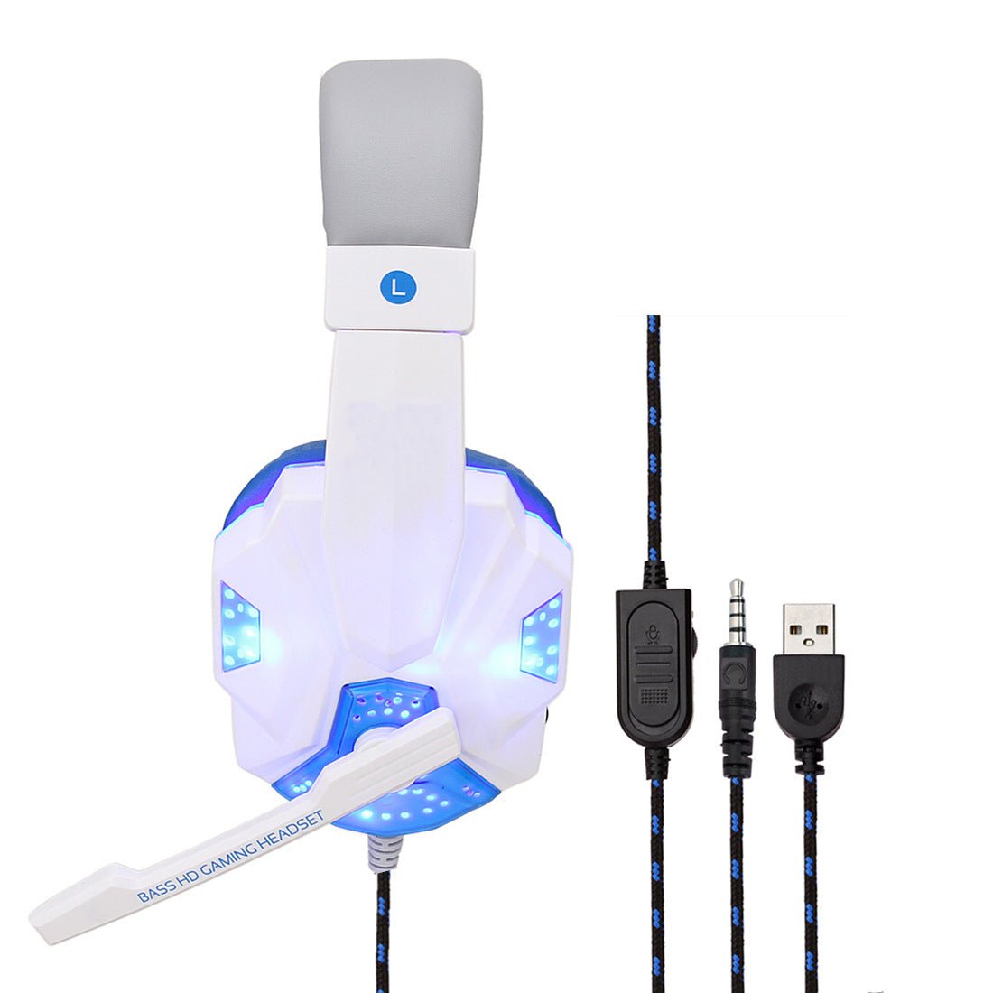 Custom logo glowing stereo headphones, computer gaming headset with microphone - Krosscanada
