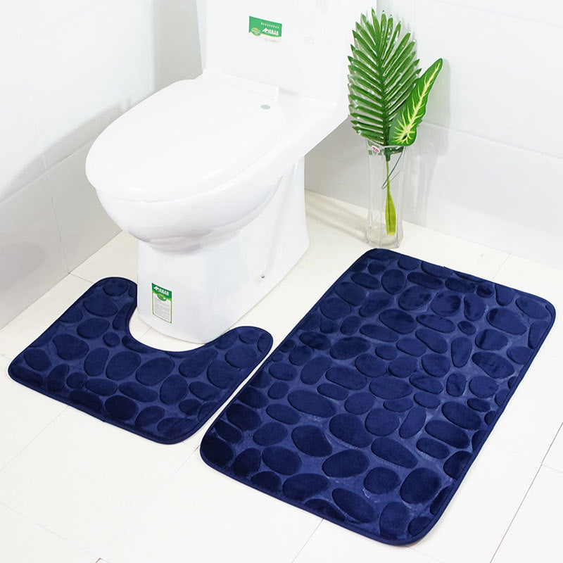 Bathroom Anti-slip Mat European And American Pebble Stone Carpet Toilet Floor Mat Set Bathroom - KKscollecation