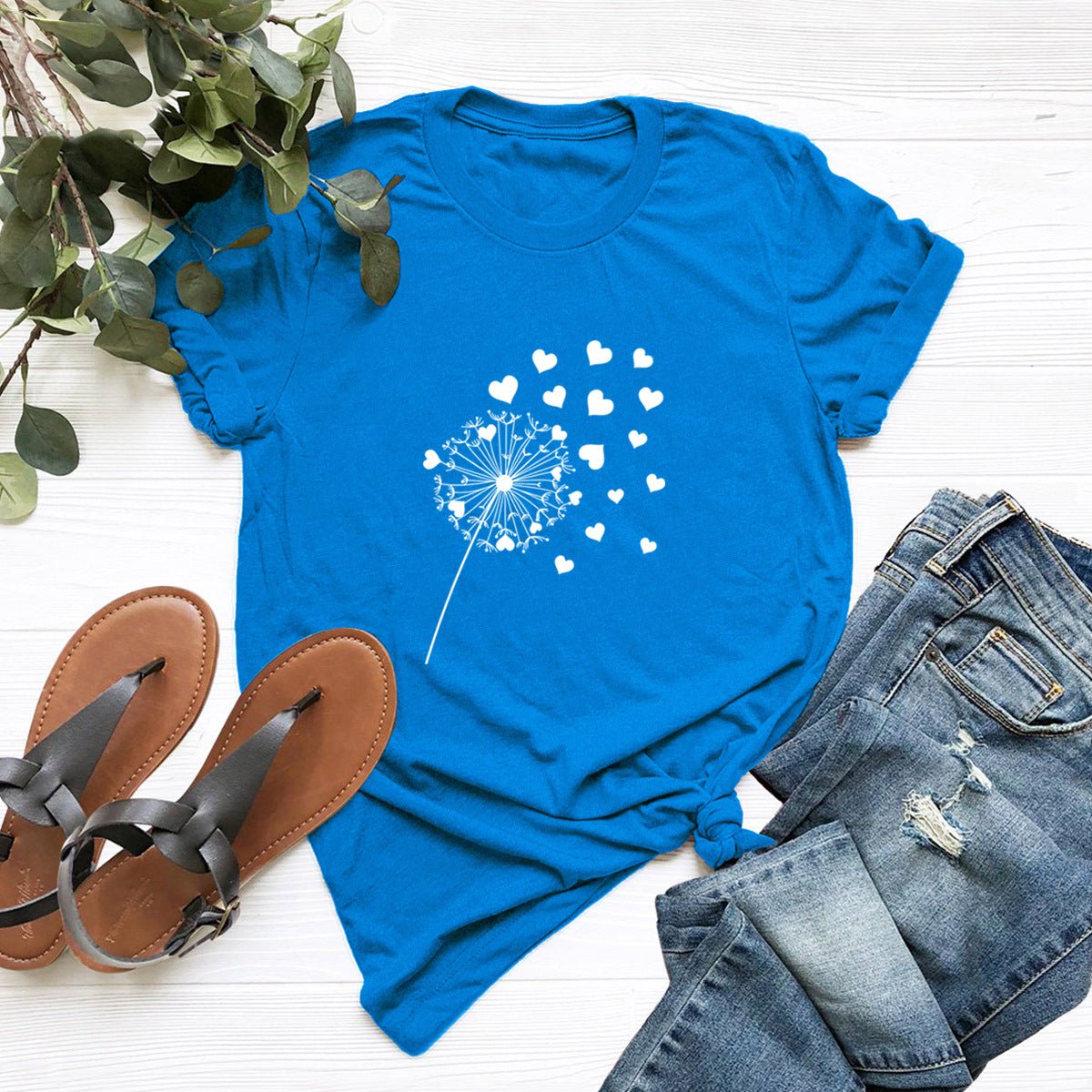 Dandelion Printed Cotton Short - sleeved T-shirt Women - Krosscanada