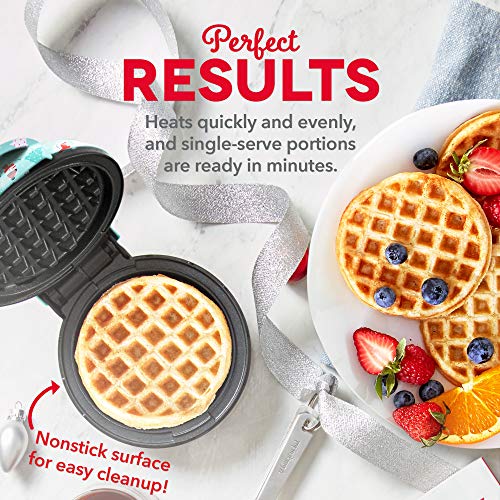 Dash DMW001AQ, Mini Waffle Maker Machine for Individuals, Paninis, Hash Browns, & Other On the Go Breakfast, Lunch, or Snacks, with Easy to Clean, Non - Stick Sides, 4 Inch, Aqua - Krosscanada