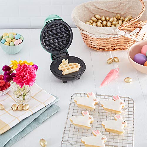 Dash DMW001AQ, Mini Waffle Maker Machine for Individuals, Paninis, Hash Browns, & Other On the Go Breakfast, Lunch, or Snacks, with Easy to Clean, Non - Stick Sides, 4 Inch, Aqua - Krosscanada