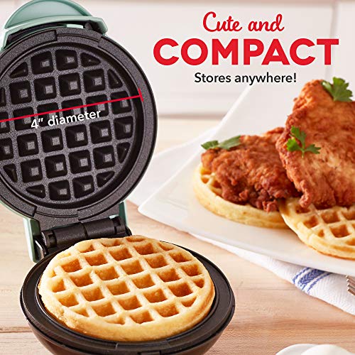 Dash DMW001AQ, Mini Waffle Maker Machine for Individuals, Paninis, Hash Browns, & Other On the Go Breakfast, Lunch, or Snacks, with Easy to Clean, Non - Stick Sides, 4 Inch, Aqua - Krosscanada