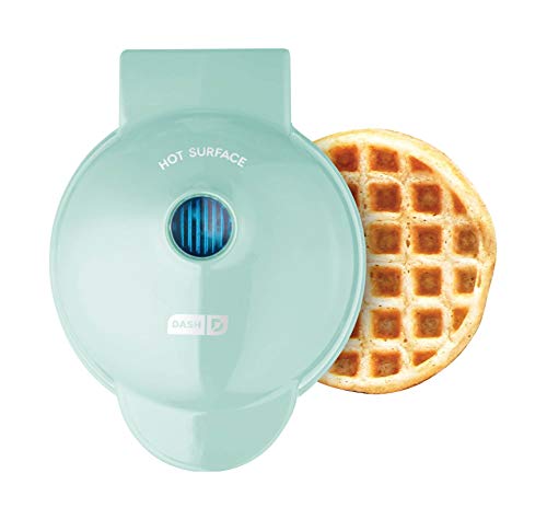 Dash DMW001AQ, Mini Waffle Maker Machine for Individuals, Paninis, Hash Browns, & Other On the Go Breakfast, Lunch, or Snacks, with Easy to Clean, Non - Stick Sides, 4 Inch, Aqua - Krosscanada