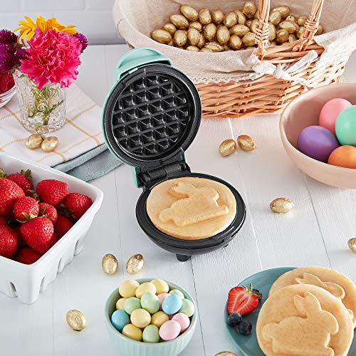 Dash DMW001AQ, Mini Waffle Maker Machine for Individuals, Paninis, Hash Browns, & Other On the Go Breakfast, Lunch, or Snacks, with Easy to Clean, Non - Stick Sides, 4 Inch, Aqua - Krosscanada