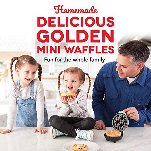 Dash DMW001AQ, Mini Waffle Maker Machine for Individuals, Paninis, Hash Browns, & Other On the Go Breakfast, Lunch, or Snacks, with Easy to Clean, Non - Stick Sides, 4 Inch, Aqua - Krosscanada