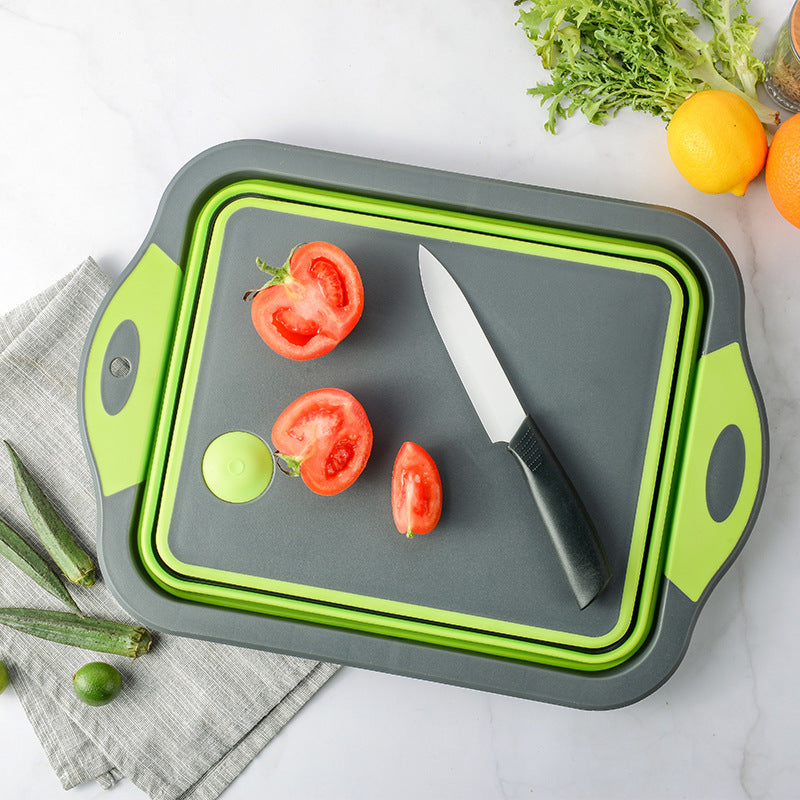 Multifunctional Folding Kitchen Sink Chopping Board, Kitchen Plastic Three-in-one Chopping Board - KKscollecation