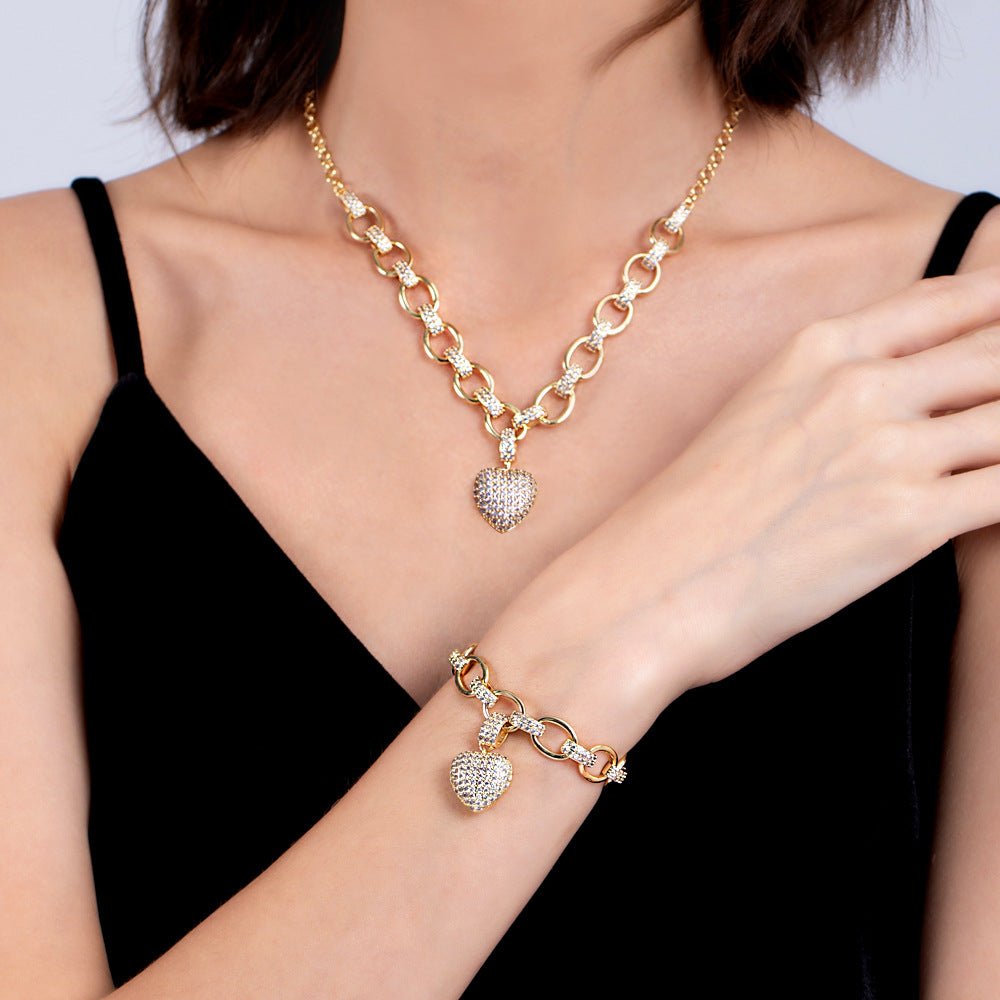 Diamond Necklace Love Pendant Set - Krosscanada