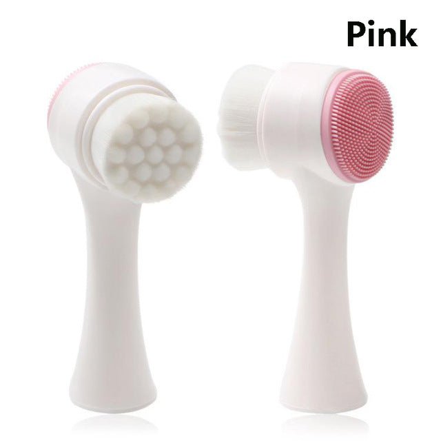 Double - sided Silicone Skin Care Tool Facial Cleanser Brush Face Cleaning Vibration Facial Massage Washing Product - Krosscanada