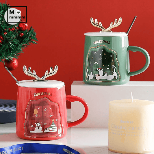 Drinkware Christmas Mugs Coffee Cups Ceramic Merry Christmas Cups With Spoon Christmas Gifts For Coffee Cup Mug Handgrip Cup - Krosscanada
