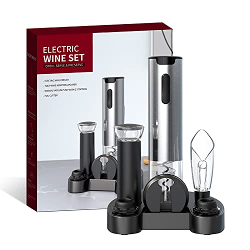 Electric Wine Opener, Automatic Electric Wine Bottle Corkscrew Opener With Foil Cutter, 5 In One Gift Box Rechargeable - Krosscanada
