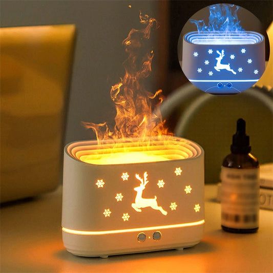 Elk Flame Humidifier Diffuser Mute Household Atmosphere Lamp Christmas Home Decorations - Krosscanada