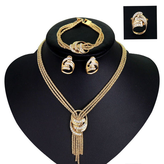 Europe And The United States Jewelry Necklace, Bracelet, Earrings, Rings, Wedding Bride Jewelry Set Four Pieces, Sell Fast Sell Hot - Krosscanada