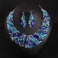 Europe and the United States luxury crystal jewelry short clavicle Necklace Earrings Set women's dress dinner, bridal jewelry wholesale - Krosscanada