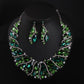 Europe and the United States luxury crystal jewelry short clavicle Necklace Earrings Set women's dress dinner, bridal jewelry wholesale - Krosscanada
