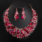 Europe and the United States luxury crystal jewelry short clavicle Necklace Earrings Set women's dress dinner, bridal jewelry wholesale - Krosscanada