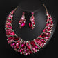 Europe and the United States luxury crystal jewelry short clavicle Necklace Earrings Set women's dress dinner, bridal jewelry wholesale - Krosscanada