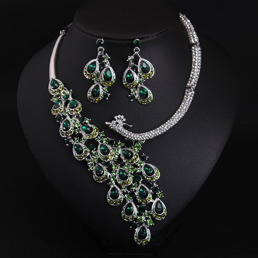 Europe And The United States Luxury Drilling Jewel, Peacock Necklace, Earrings Set, Bride Dinner Dress, Temperament Accessories Wholesale - Krosscanada