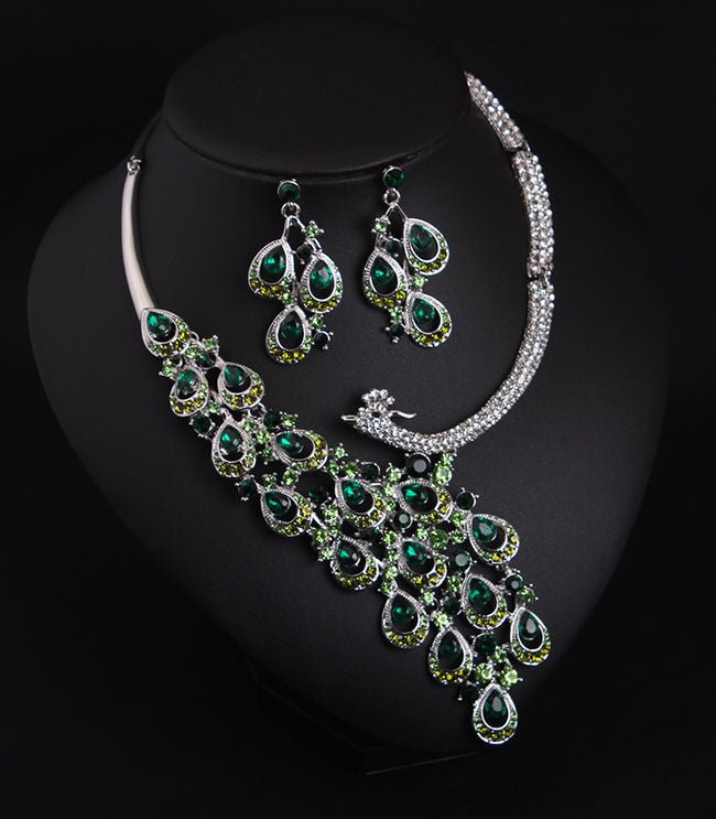 Europe And The United States Luxury Drilling Jewel, Peacock Necklace, Earrings Set, Bride Dinner Dress, Temperament Accessories Wholesale - Krosscanada