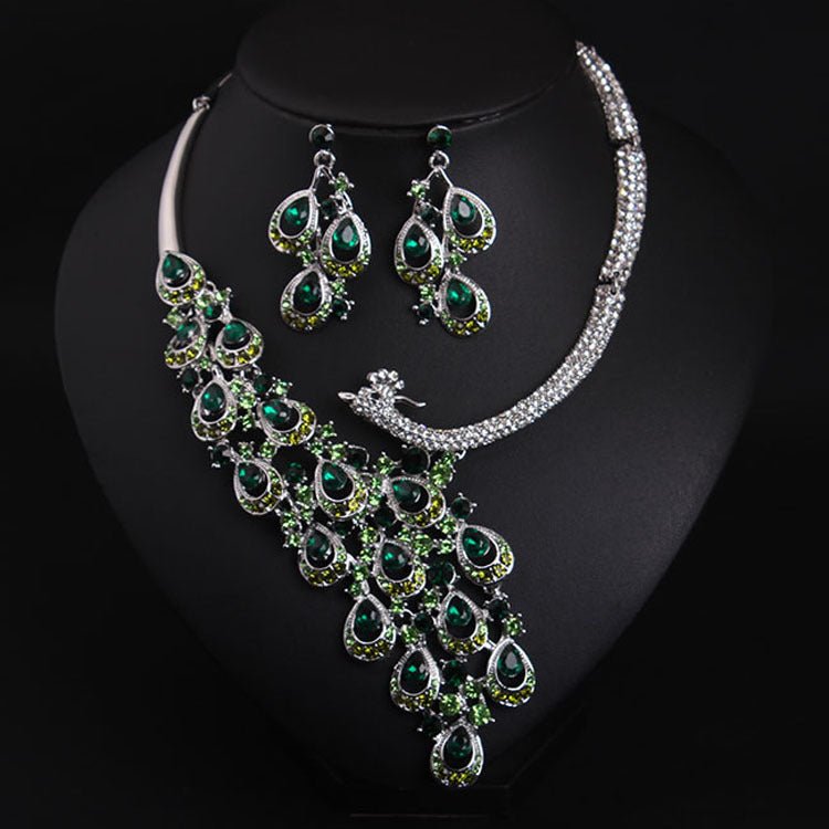 Europe And The United States Luxury Drilling Jewel, Peacock Necklace, Earrings Set, Bride Dinner Dress, Temperament Accessories Wholesale - Krosscanada
