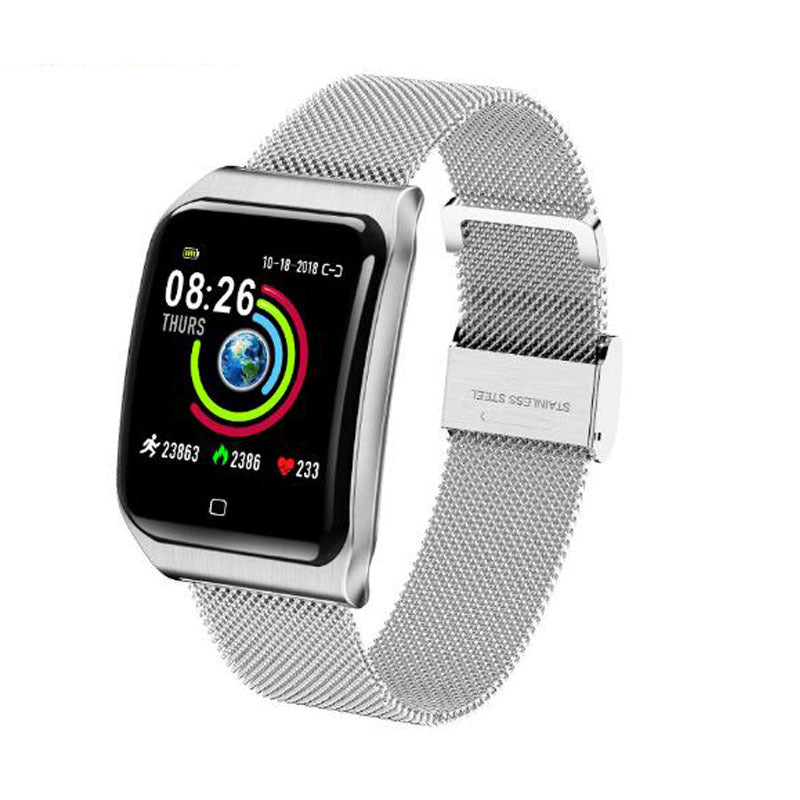 F9 Color Screen Smart Bracelet Large Screen Metal Belt Heart Rate Blood Pressure Waterproof - Krosscanada