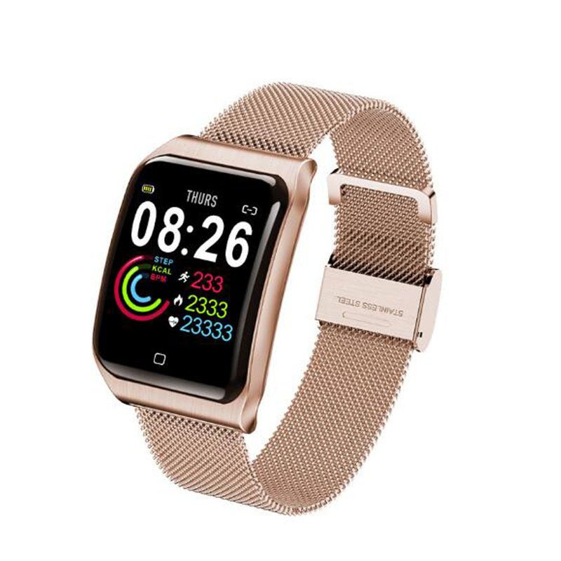 F9 Color Screen Smart Bracelet Large Screen Metal Belt Heart Rate Blood Pressure Waterproof - Krosscanada