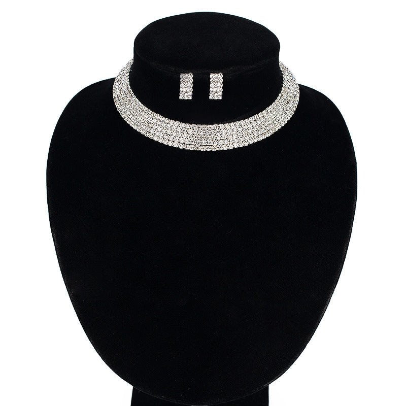 Fashion Bride Jewelry Pendant Necklace Set Of Two Diamond Alloy Foreign Trade And Wholesale Jewelry Set - Krosscanada