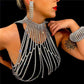 Fashion Exaggerated Long Tassel Rhinestone Chest Chain Accessories - Krosscanada