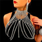 Fashion Exaggerated Long Tassel Rhinestone Chest Chain Accessories - Krosscanada