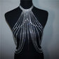 Fashion Exaggerated Long Tassel Rhinestone Chest Chain Accessories - Krosscanada