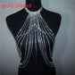 Fashion Exaggerated Long Tassel Rhinestone Chest Chain Accessories - Krosscanada