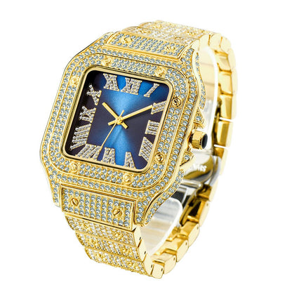 Fashion Hip Hop Diamond Full Diamond Square Men's Watch - Krosscanada